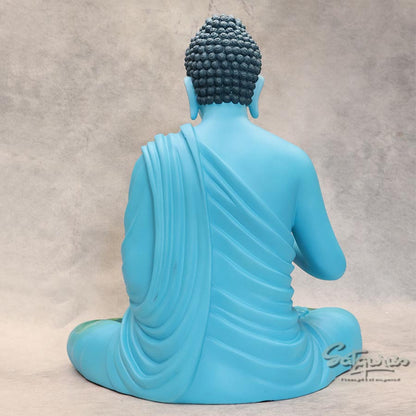 Blue Meditating Buddha Statue With Lotus Art By Satguru's