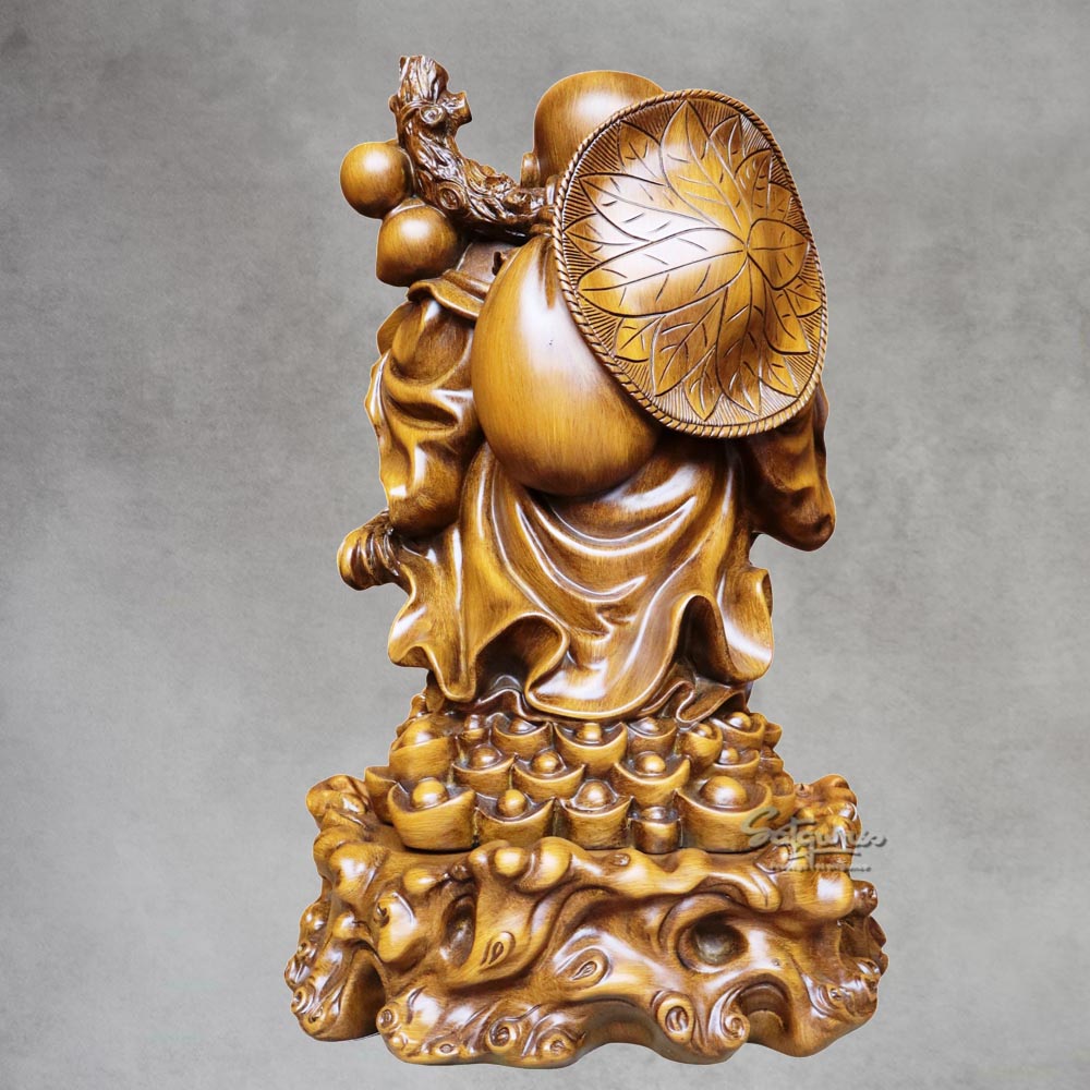 Wood-Finish Laughing Buddha By Satguru's