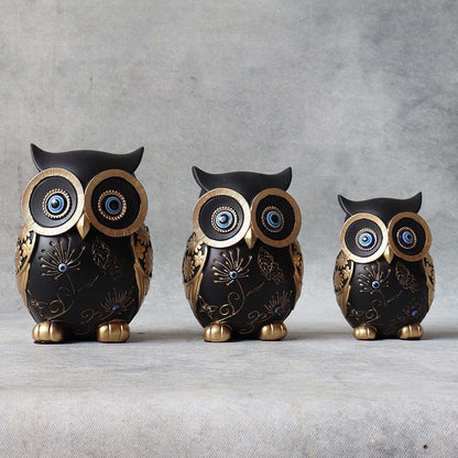 Black & Gold Owl Family Set By Satguru's