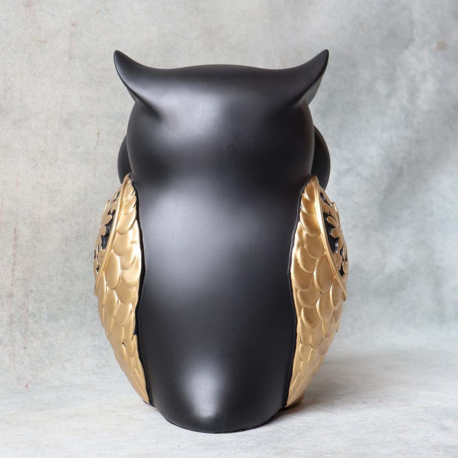 Black & Gold Owl Figurine By Satguru's
