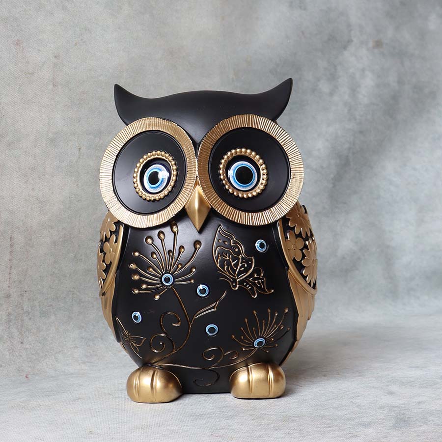 Black & Gold Owl Figurine By Satguru's
