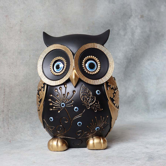 Black & Gold Owl Figurine By Satguru's