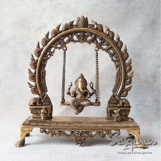 Brass Big Swing Ganesha With Rat Arch By Satgurus