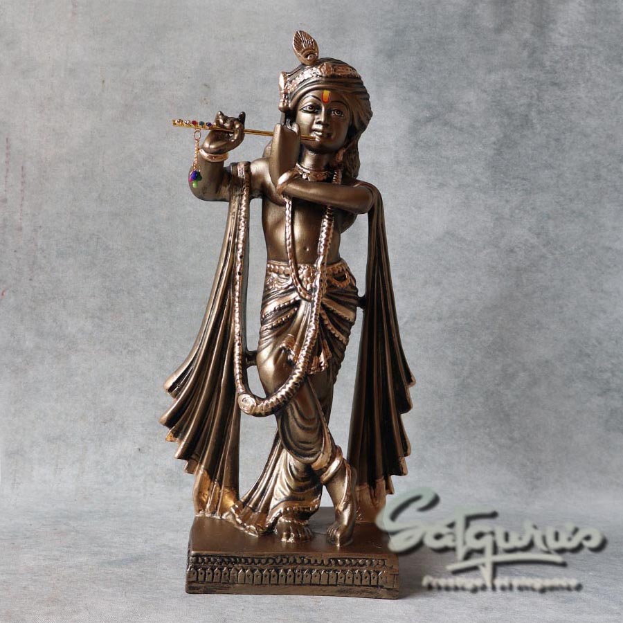 Metallic Finish Lord Krishna Playing Flute By Satguru's
