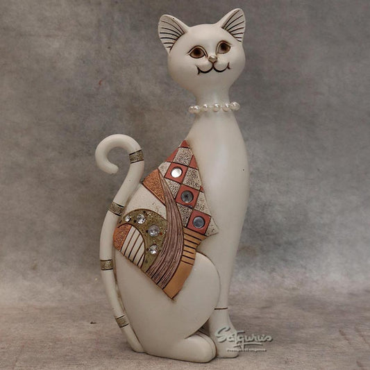 Artistic White Resin Cat Showpiece By Satguru's
