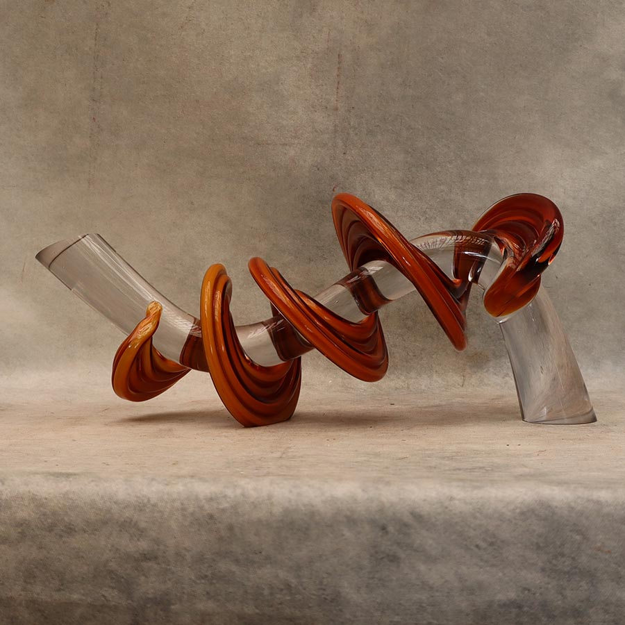 Abstract Amber Twist Art Glass By Satguru's
