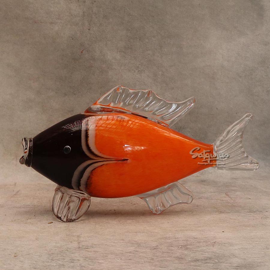 Orange And Amber Glass Fish By Satguru's