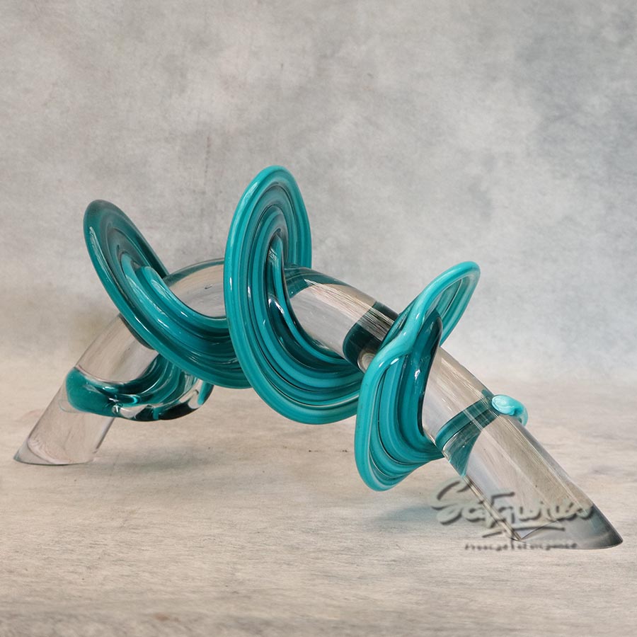 Abstract Amber Twist Art Glass Centerpiece ( Blue ) By Satguru's
