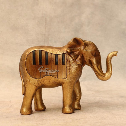 Golden Elephant Piano Keyboard ( Small ) Statue By Satguru's