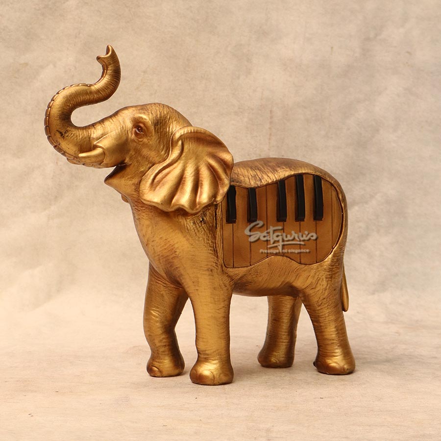 Golden Elephant Piano Keyboard ( Medium ) Statue By Satguru's