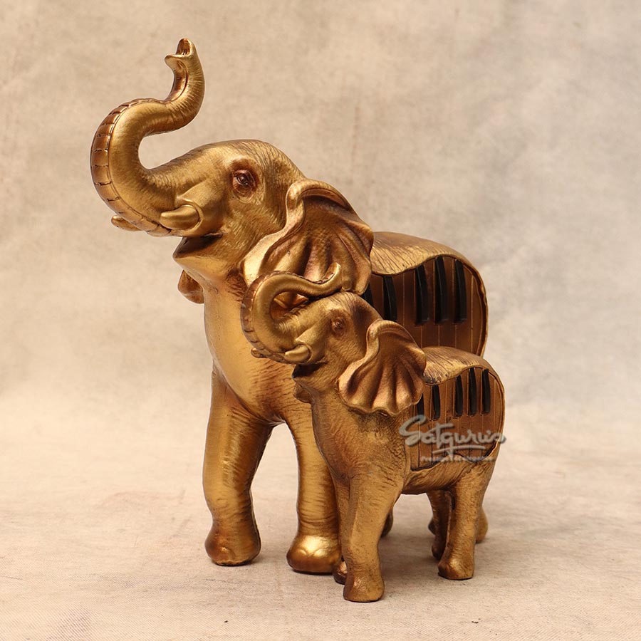 Mother & Child Golden Elephant Piano Keyboard By Satguru's