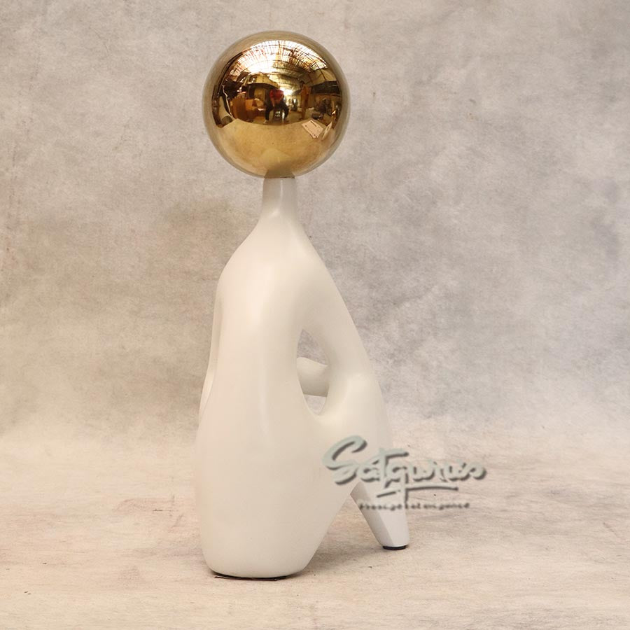 Small White Figurine with Golden Ball By Satguru's