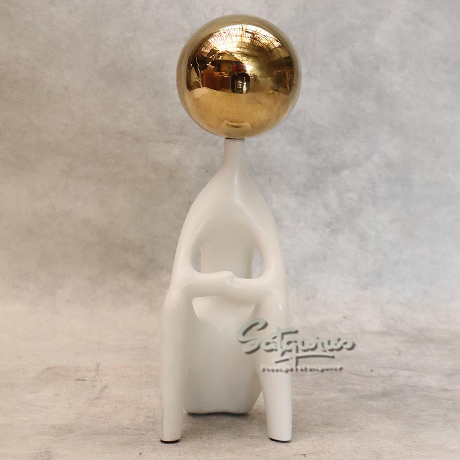 Big White Figurine with Golden Ball By Satguru's