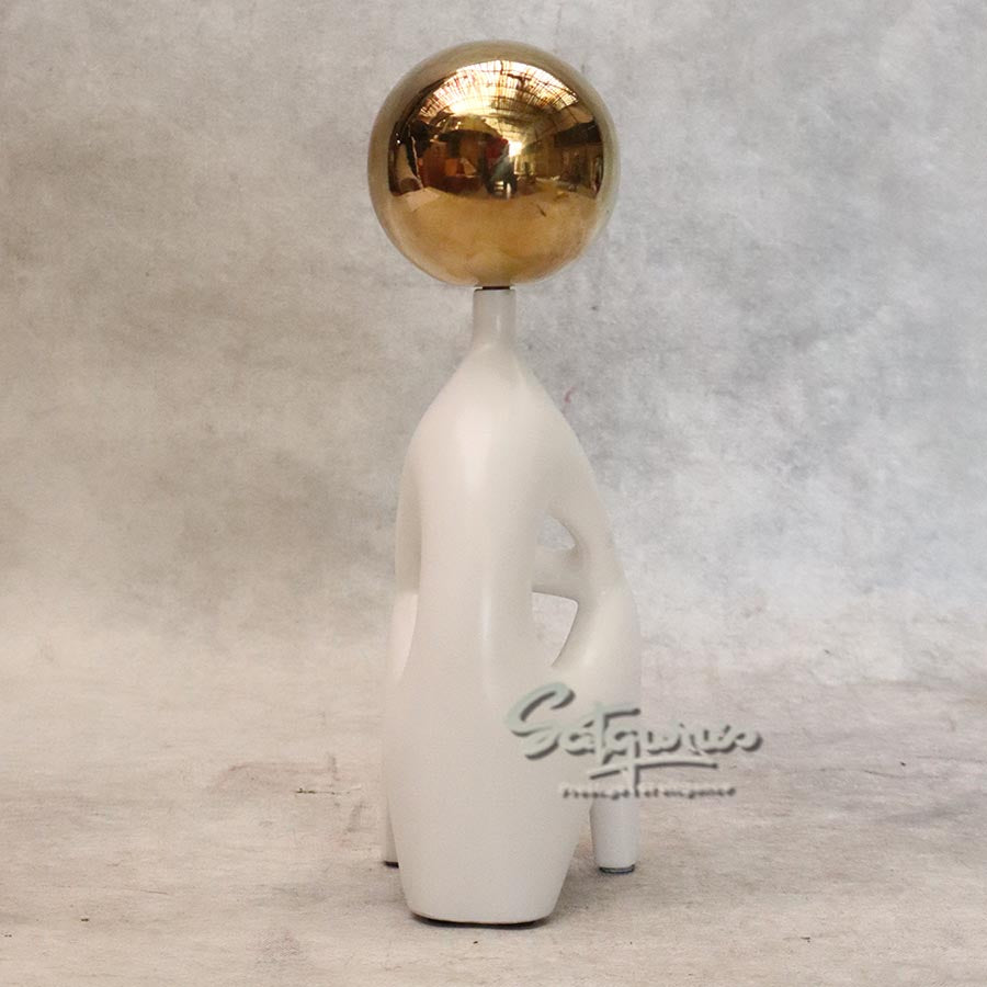 Big White Figurine with Golden Ball By Satguru's
