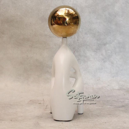 Big White Figurine with Golden Ball By Satguru's