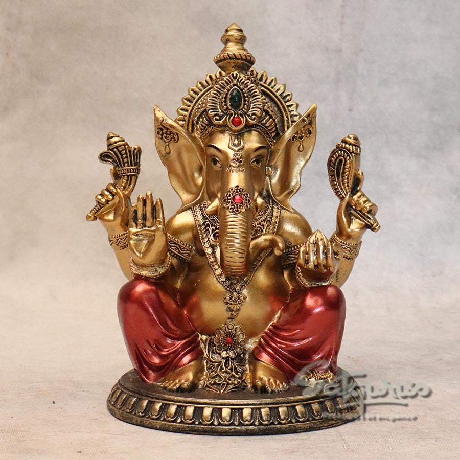 Metallic Finish Seated Ganesha By Satguru's