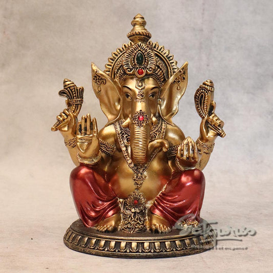 Metallic Finish Seated Ganesha By Satguru's