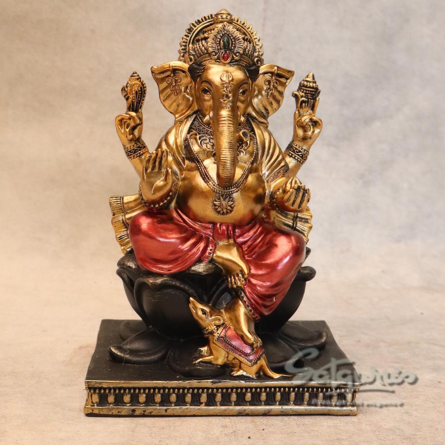 Lotus Base Ganesha Metallic Finish By Satguru's
