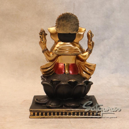 Lotus Base Ganesha Metallic Finish By Satguru's