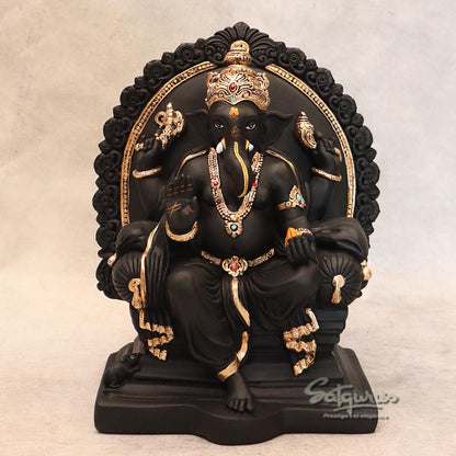 Singhasan Ganesha ( Black ) By Satguru's