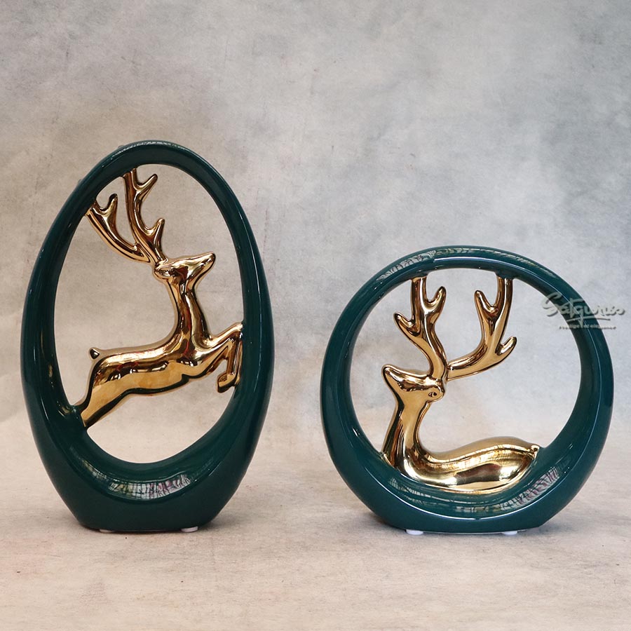 Set Of Deer In Circle Table Décor By Satguru's