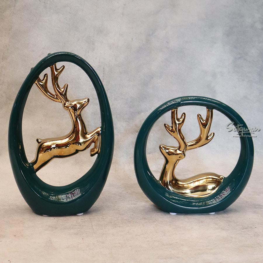 Set Of Deer In Circle Table Décor By Satguru's