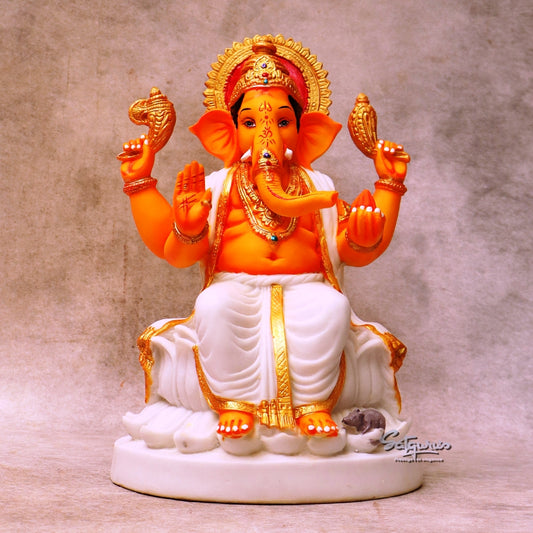 Orange Lotus Base Ganesha By Satguru's