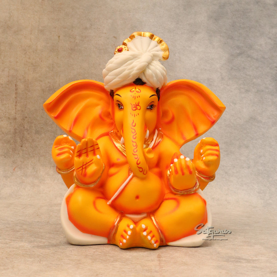 Orange Pagdi Ganesha By Satguru's