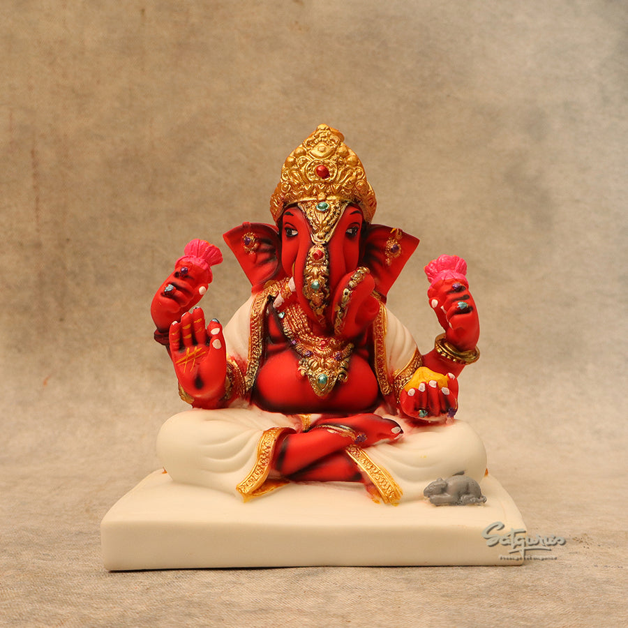 Small Dagdu Ganesha ( Red ) By Satguru's