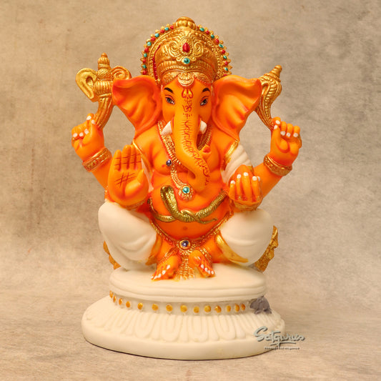 Round Base Ganesha Orange By Satguru's