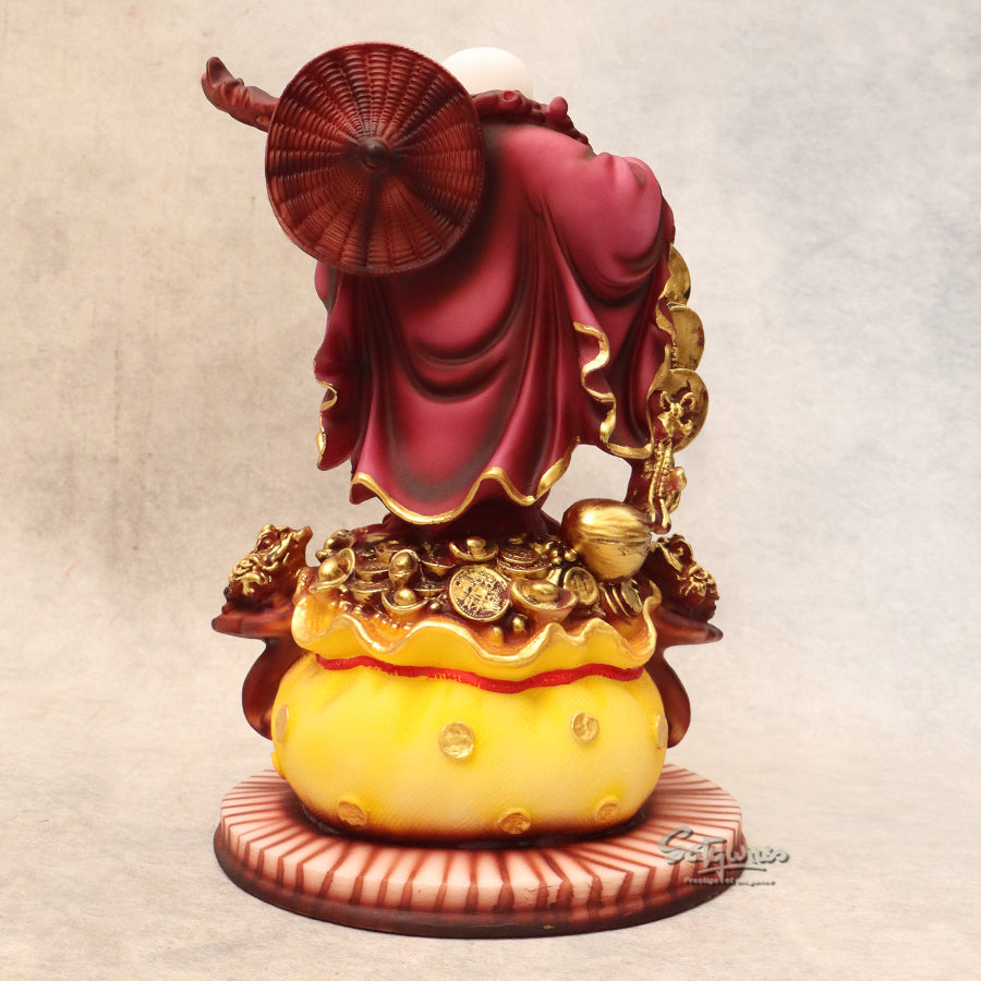 Standing Laughing Buddha Idol with Gold Ingot By Satguru's