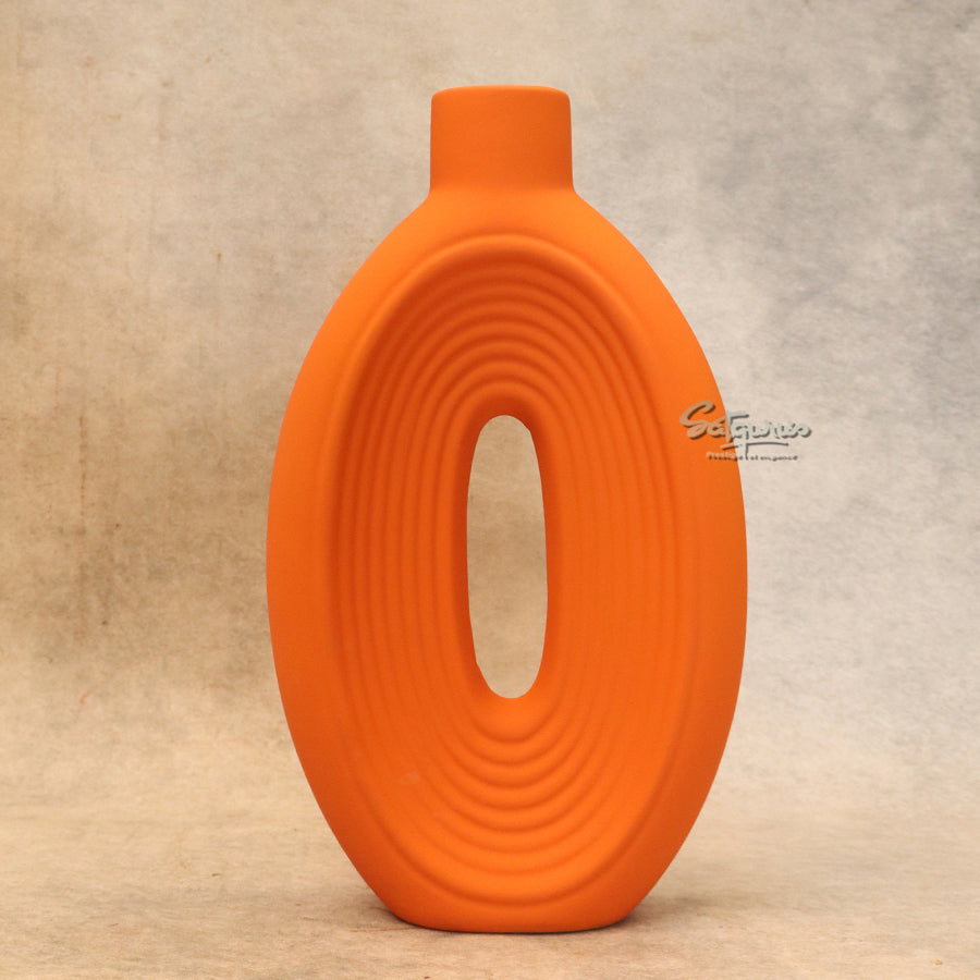 Orange Bottle Shape Ceramic Flower Vase By Satguru's