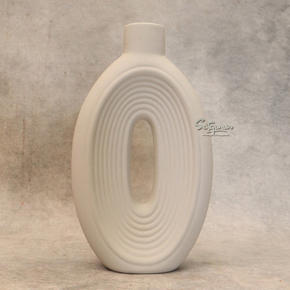White Bottle Shape Ceramic Flower Vase By Satguru's