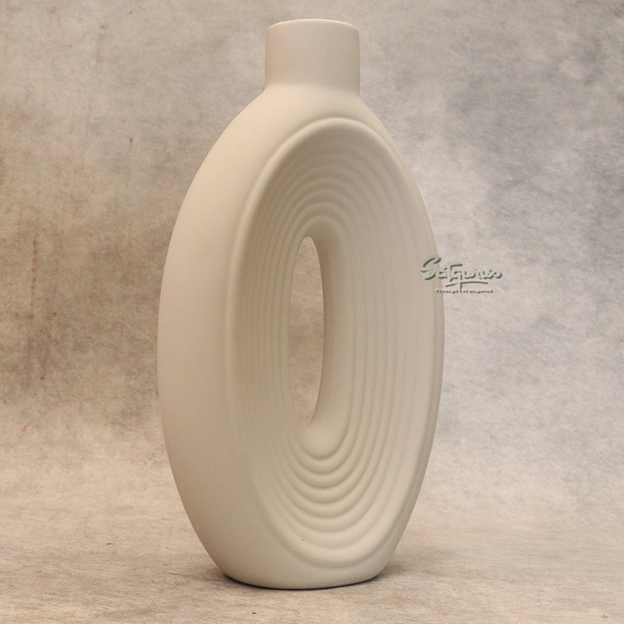 White Bottle Shape Ceramic Flower Vase By Satguru's
