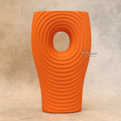 Orange Ceramic Flower Vase By Satguru's