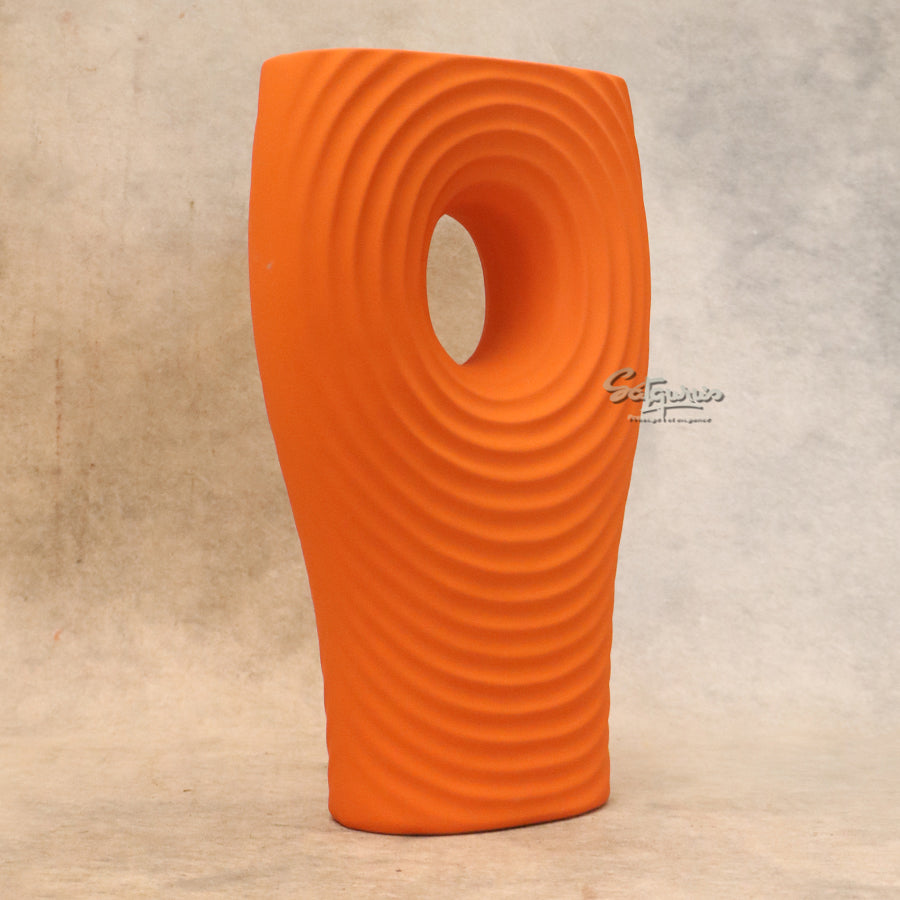 Orange Ceramic Flower Vase By Satguru's