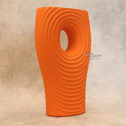 Orange Ceramic Flower Vase By Satguru's