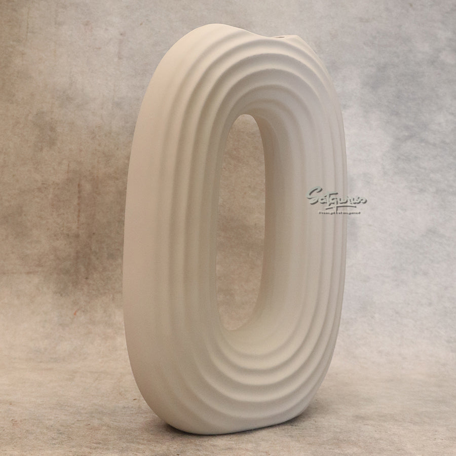 White Oval Shape Ceramic Flower Vase By Satguru's