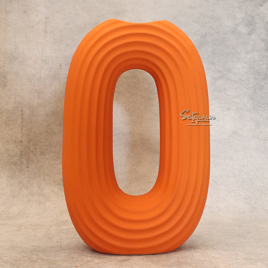 Orange Oval Shape Ceramic Flower Vase By Satguru's