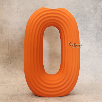 Orange Oval Shape Ceramic Flower Vase By Satguru's