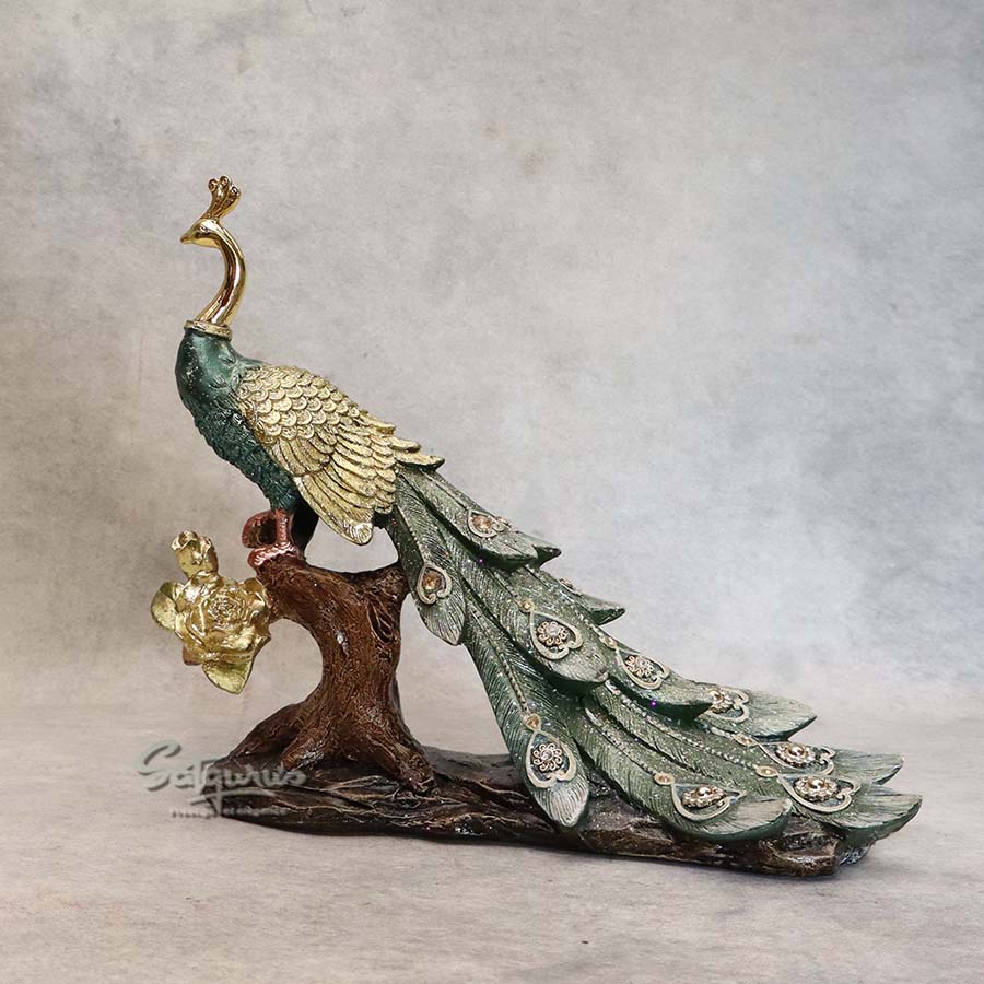 Peacock On Branch ( Gold ) By Satguru's