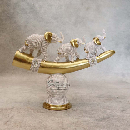 3 Elephant On Tusk ( White Gold ) By Satguru's