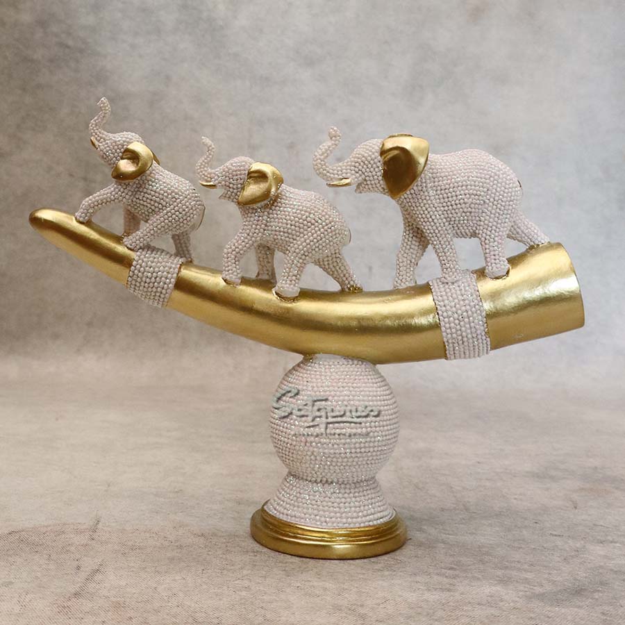 3 Elephant On Tusk ( White Gold ) By Satguru's