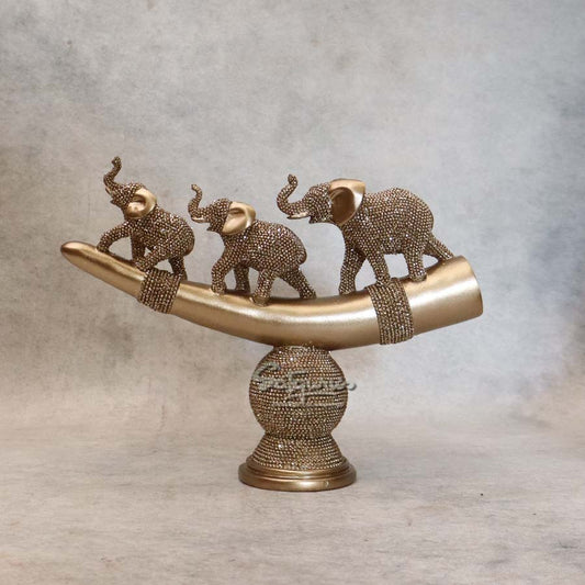 3 Elephant On Tusk ( Gold ) By Satguru's