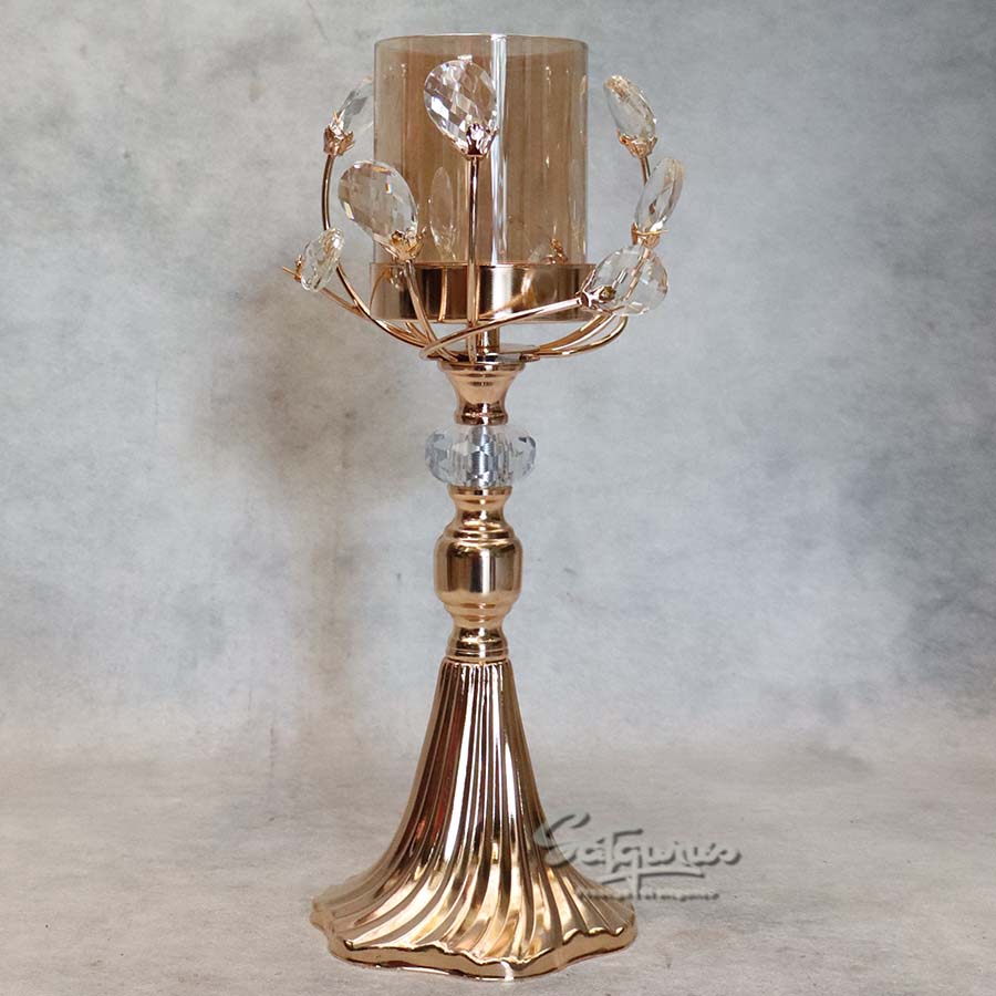 Elegant Rose Gold Crystal Tealight Candle Holder By Satguru's