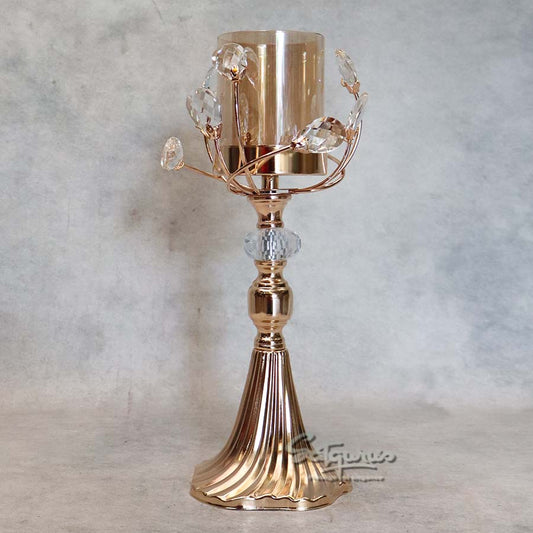 Elegant Rose Gold Crystal Tealight Candle Holder By Satguru's
