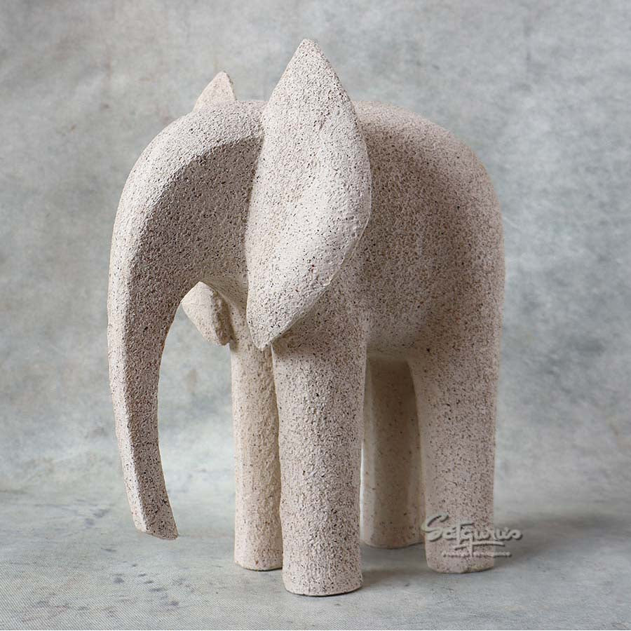 Small Beige Stone Effect Elephant By Satguru's