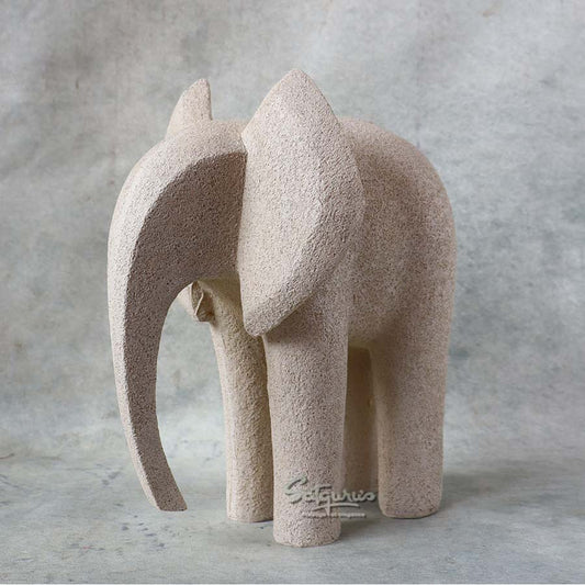 Big Beige Stone Effect Elephant By Satguru's