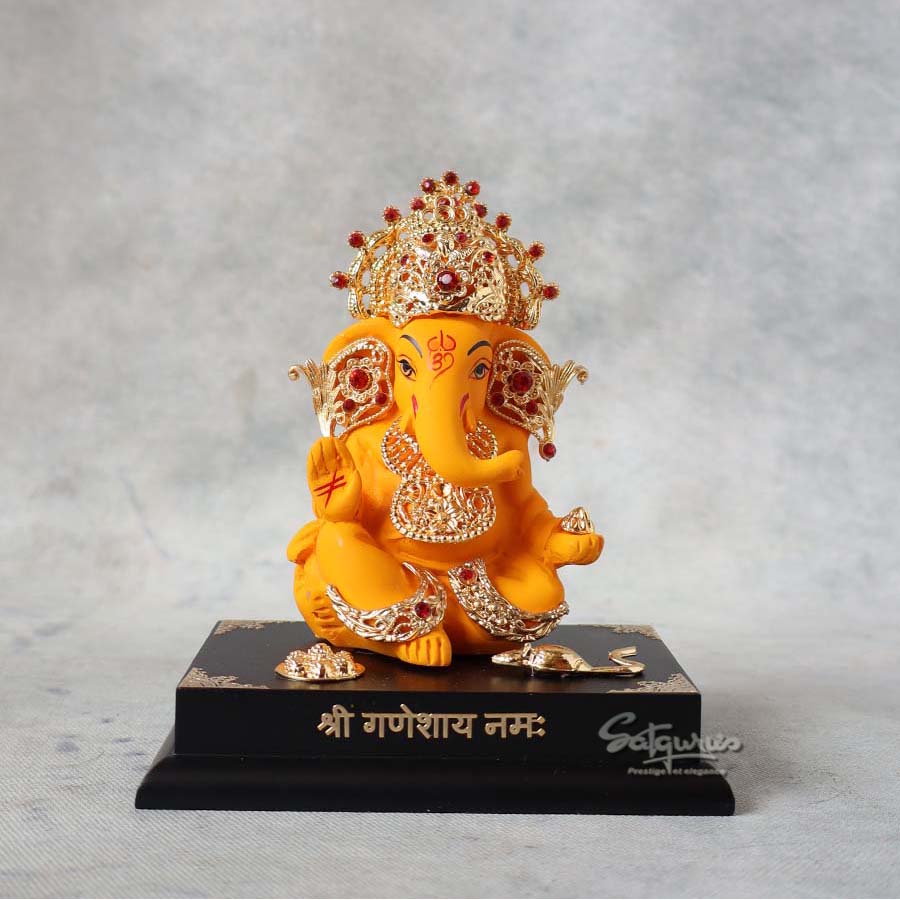 Mango Lord Ganesha Idol On Base By Satguru's