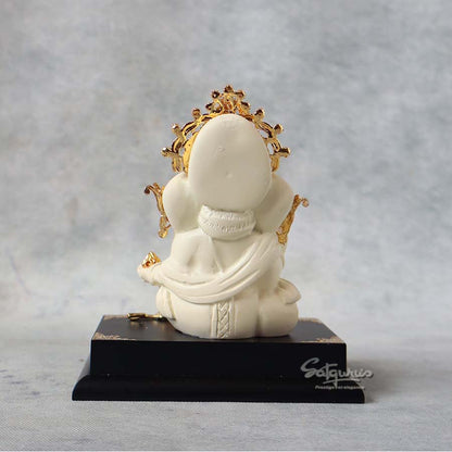 Ivory Lord Ganesha Idol On Base By Satguru's